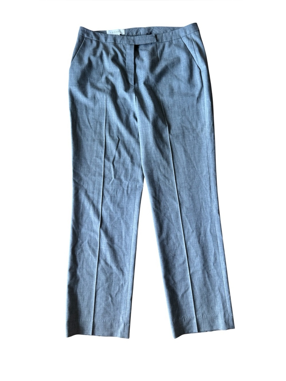 Escada 40 Light Gray Work Pants Trousers Slacks Zip Button Fly New Wool